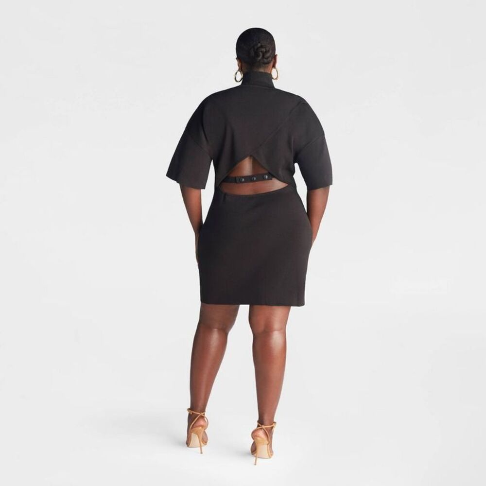 KBB by KAHLANA Women's Short Sleeve 'The Laceback Mini Dress' - Black 1X - Picture 2 of 2